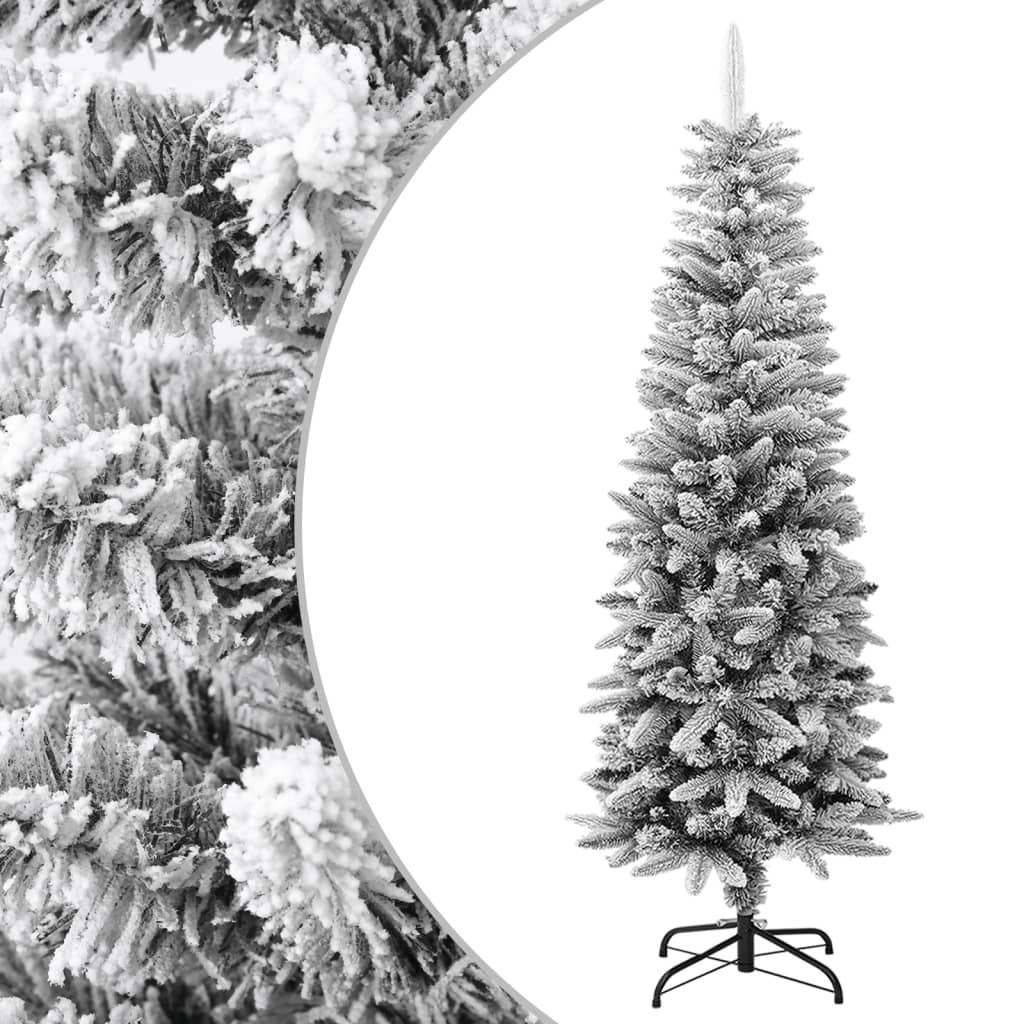 vidaXL Brad de Crăciun artificial slim cu zăpadă pufoasă 150 cm PVC&PE