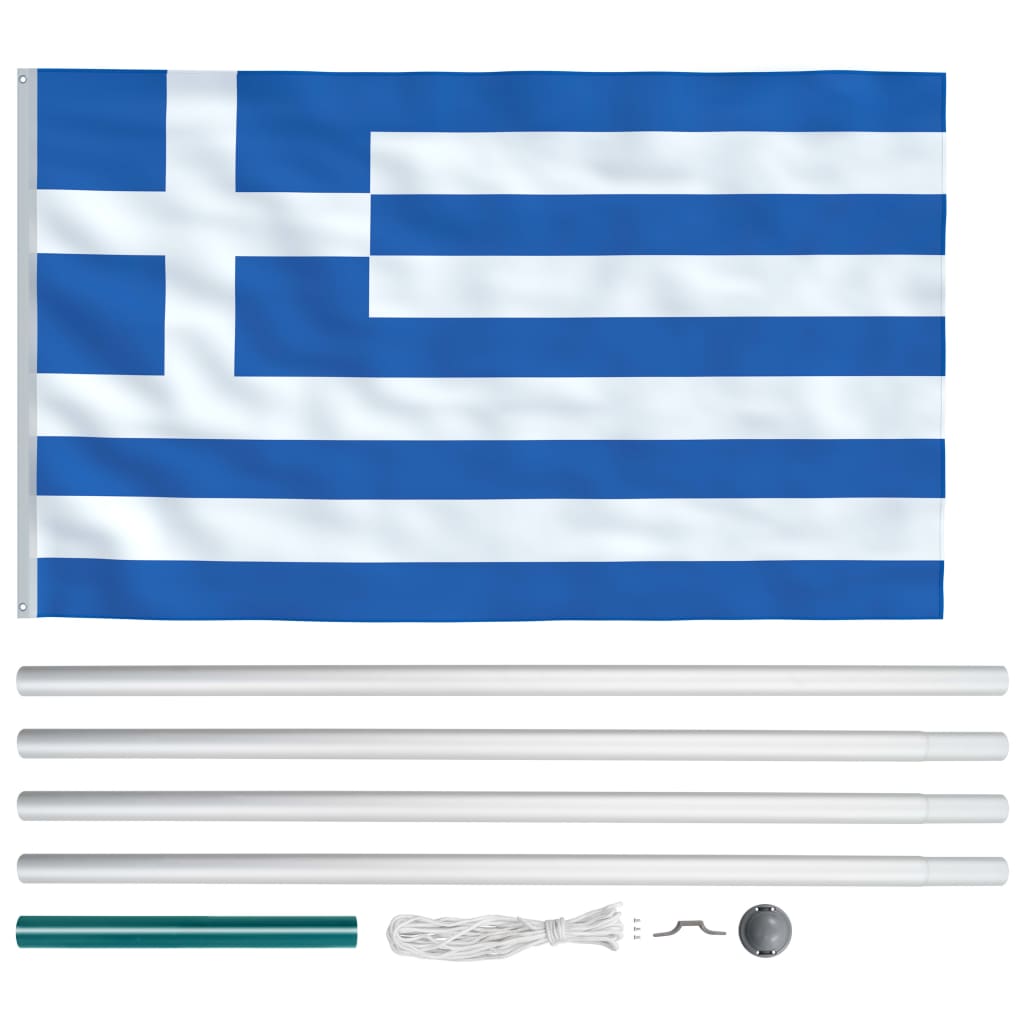 vidaXL Drapel Grecia și stâlp din aluminiu, 6,2 m