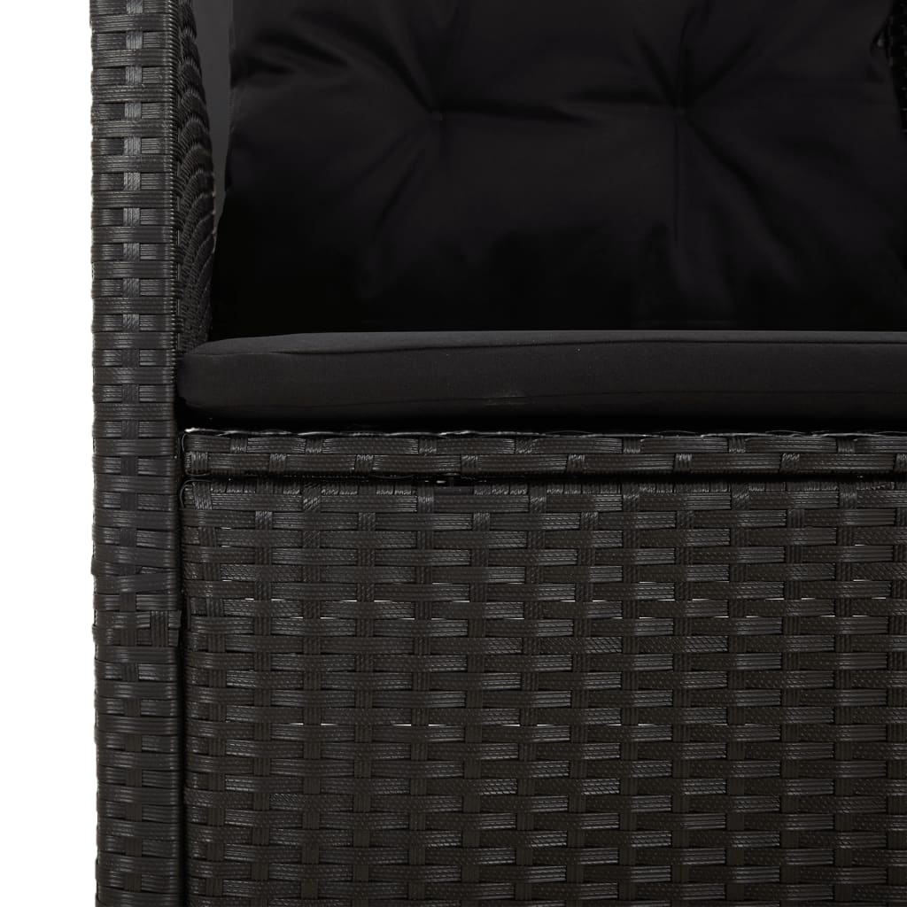 vidaXL Canapea de colț rabatabilă cu perne, negru, poliratan