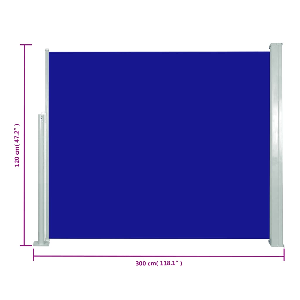 vidaXL Copertină laterală retractabilă, albastru, 120x300 cm