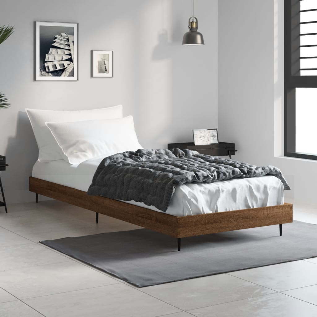 vidaXL Cadru de pat, stejar maro, 75x190 cm, lemn prelucrat