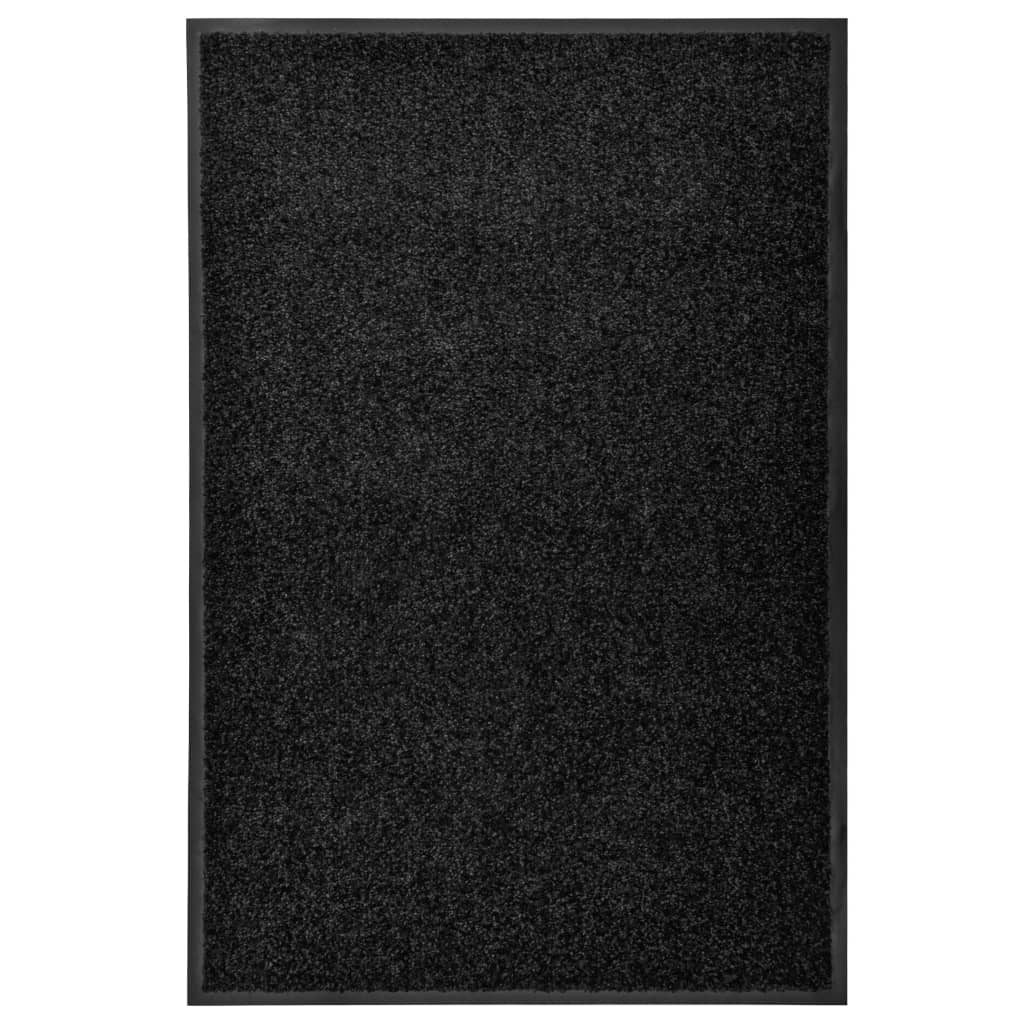vidaXL Covoraș de ușă lavabil, negru, 60 x 90 cm