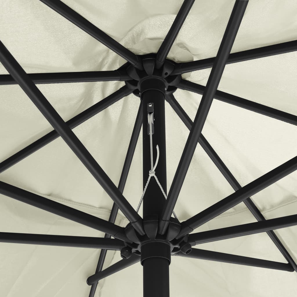 vidaXL Umbrelă de soare de exterior, stâlp metalic, alb nisipiu 400 cm