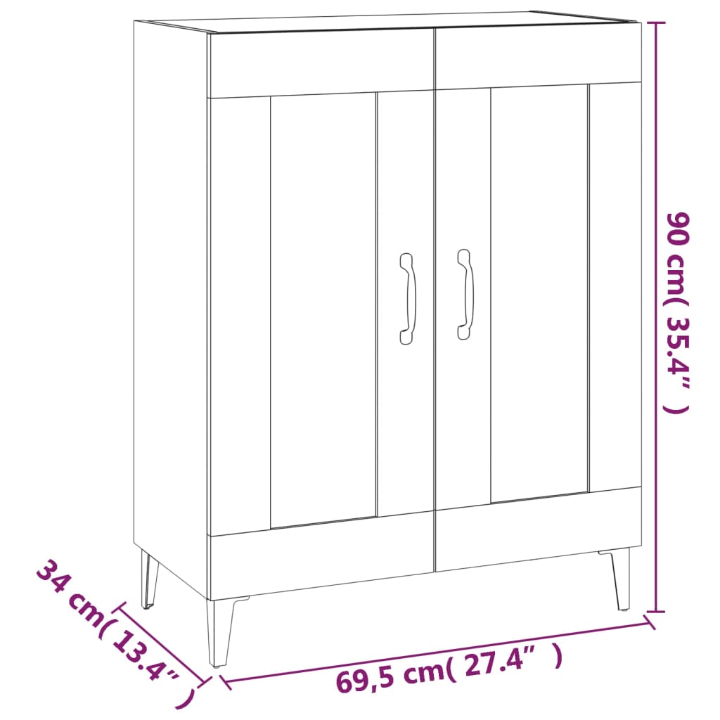 vidaXL Servantă, alb extralucios, 69,5x34x90 cm, lemn compozit