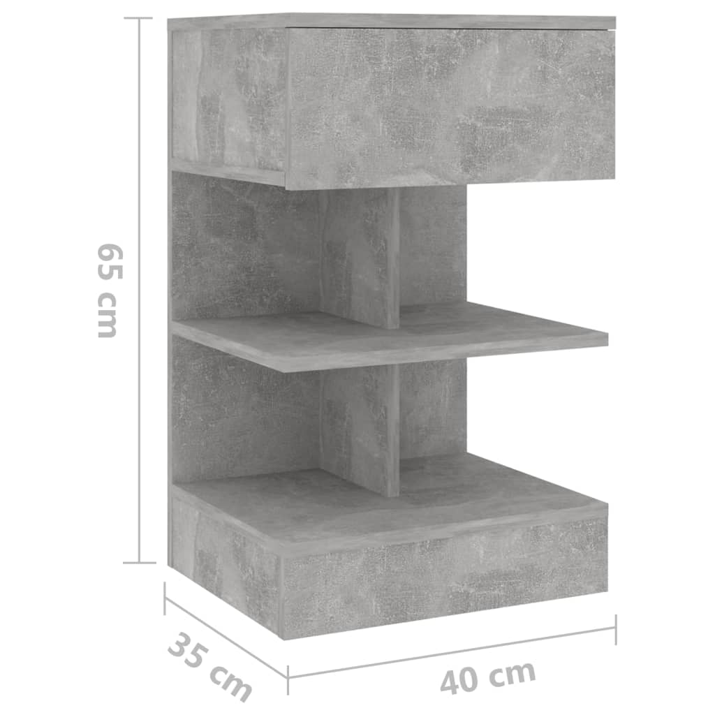 vidaXL Noptieră, gri beton, 40x35x65 cm, PAL