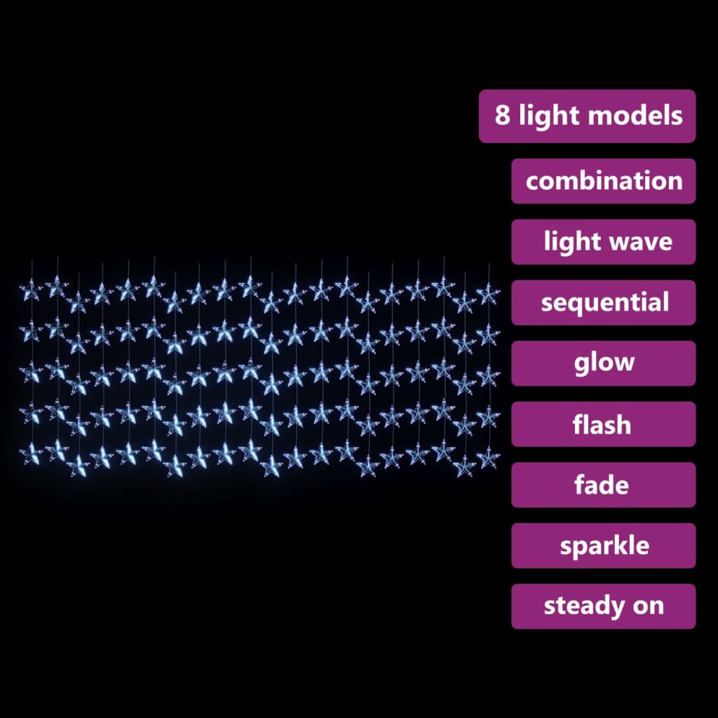 vidaXL Instalație lumini tip perdea stele 500 LED albastru 8 funcții