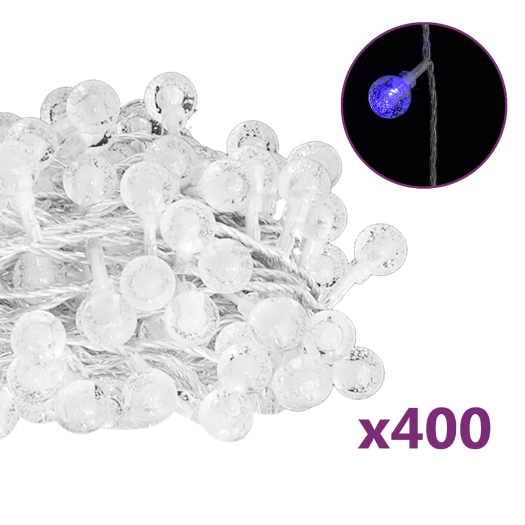 vidalXL Ghirlandă luminoasă, 400 LED-uri, albastru, 8 funcții, 40 m