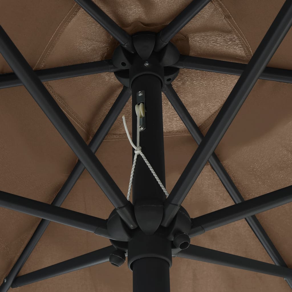 vidaXL Umbrelă de soare cu stâlp aluminiu, gri taupe, 270 x 246 cm